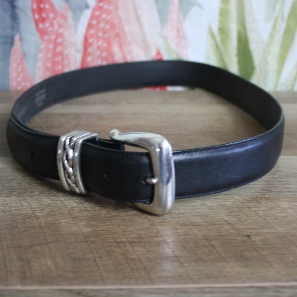 Vtg. Lands End Leather Belt with Silver Buckle 🌵36 - Picture 1 of 9